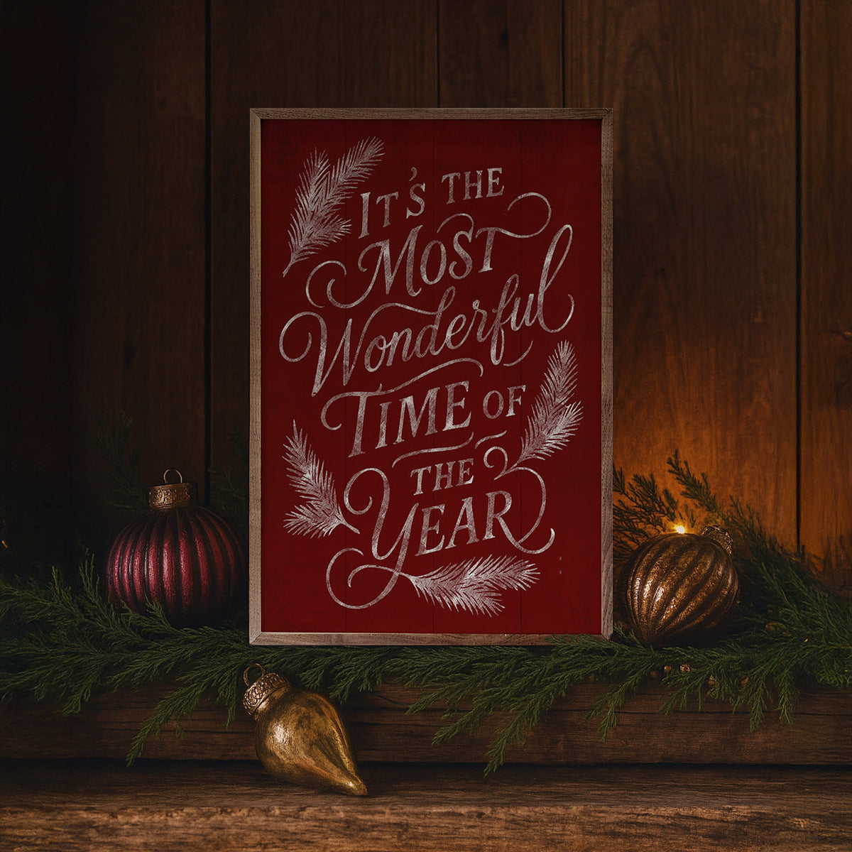 It's The Most Wonderful Time Pine Wood Framed Print