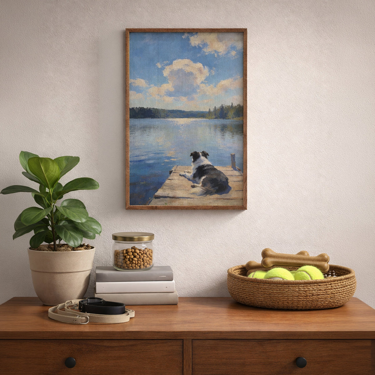 Lakeside Australian Shepherd Wood Framed Print