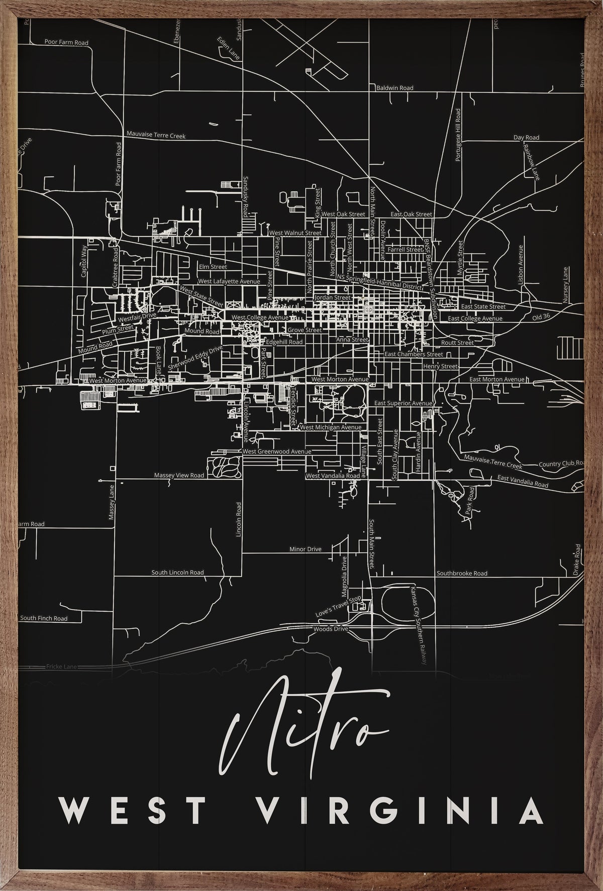 Personalized City State Coordinates Wood Framed Print
