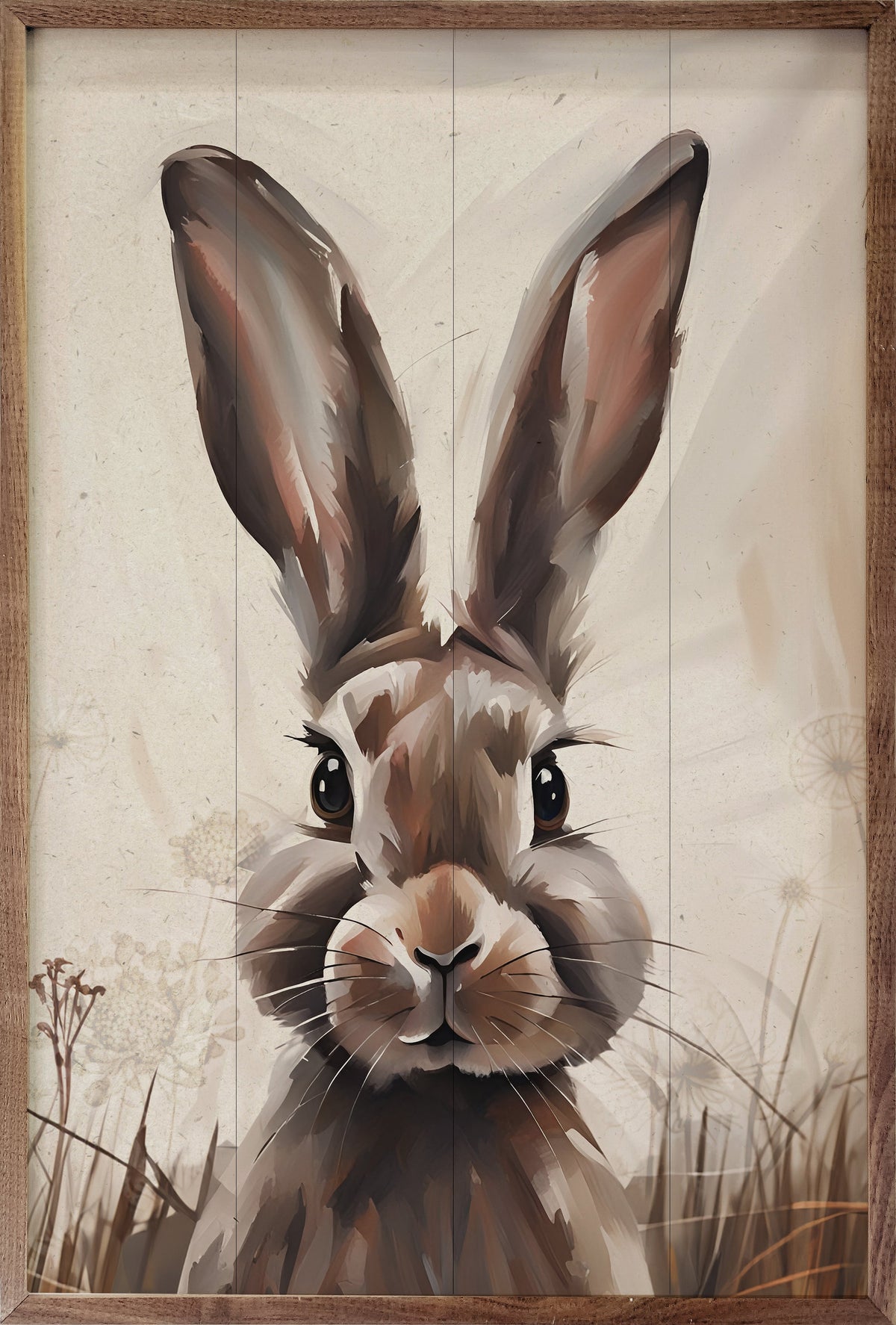 Peeking Brown Rabbit Wood Framed Print