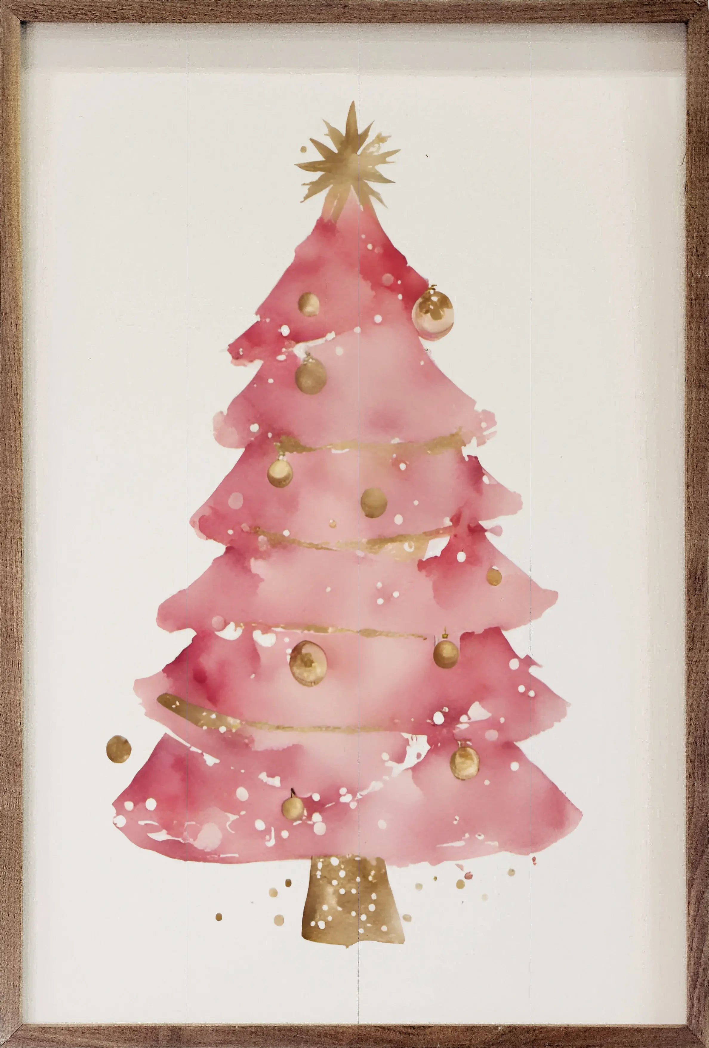 Pretty Pink Christmas Tree Wood Framed Print