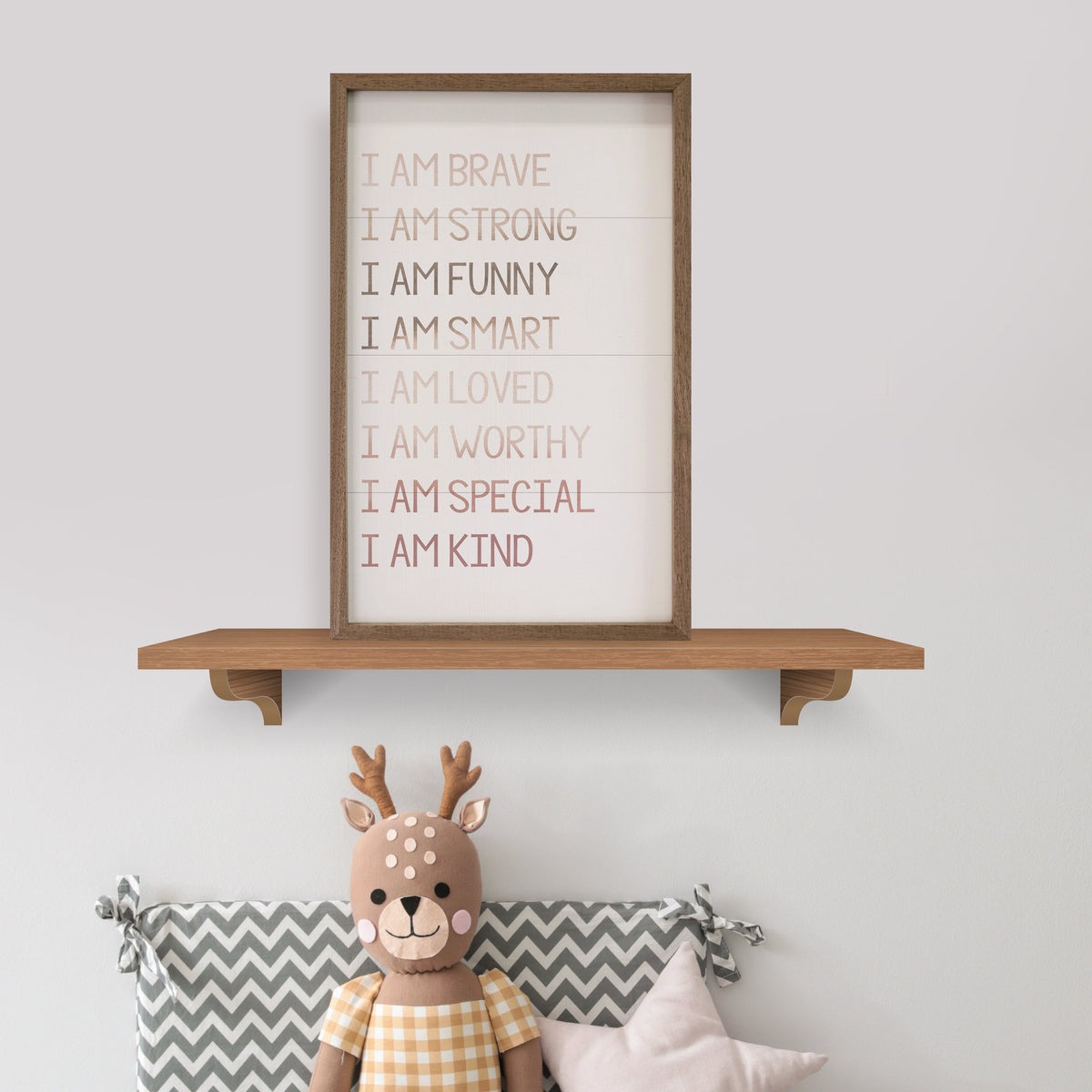 I Am Brave Watercolor Wood Framed Print