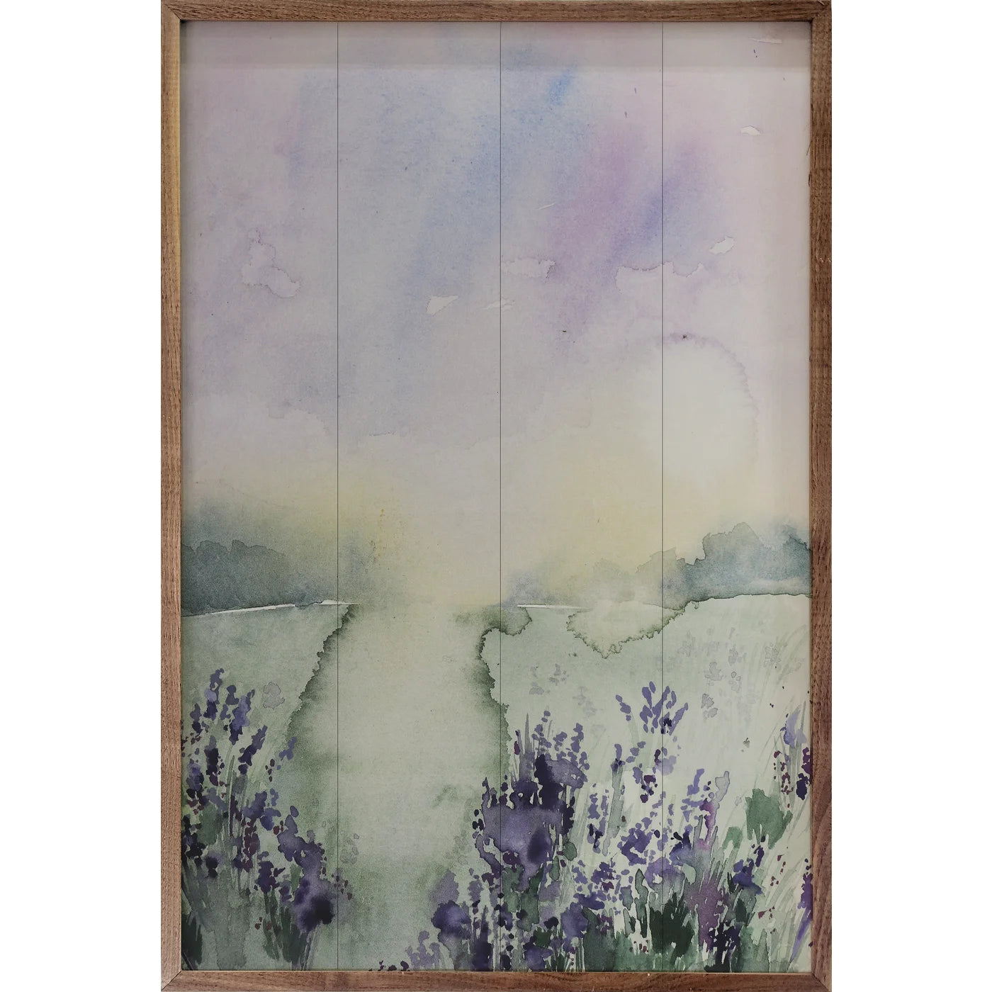 Watercolor Lilac Field Wood Framed Print
