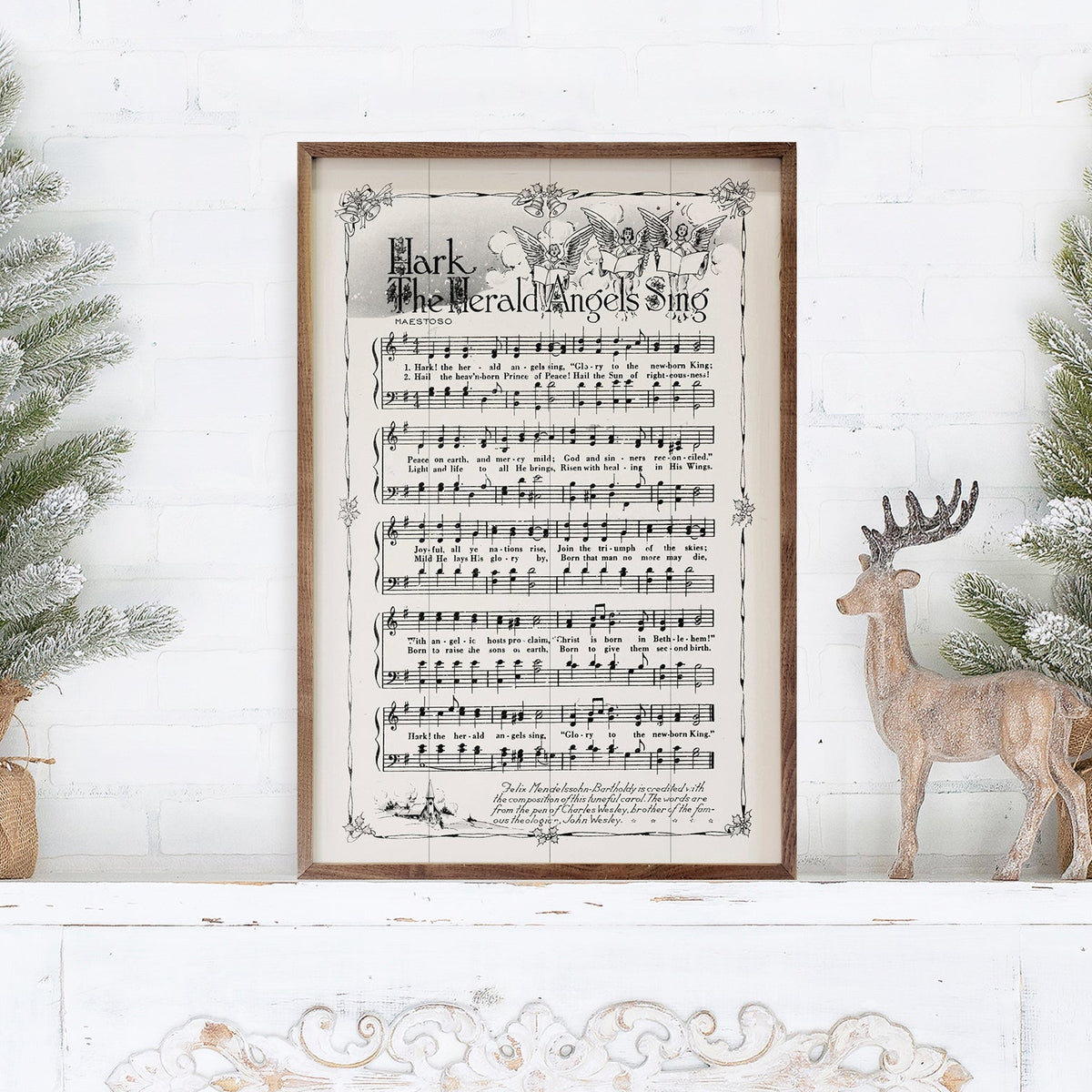 Hark The Herald Angels Sing Sheet Music Wood Framed Print