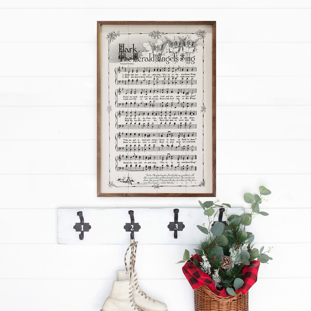 Hark The Herald Angels Sing Sheet Music Wood Framed Print