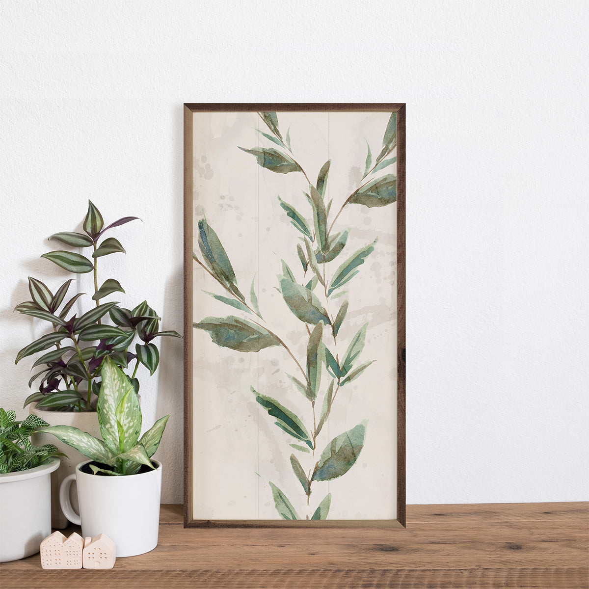Botanical Panel 2 One Vine By Nina Blue Wood Framed Print