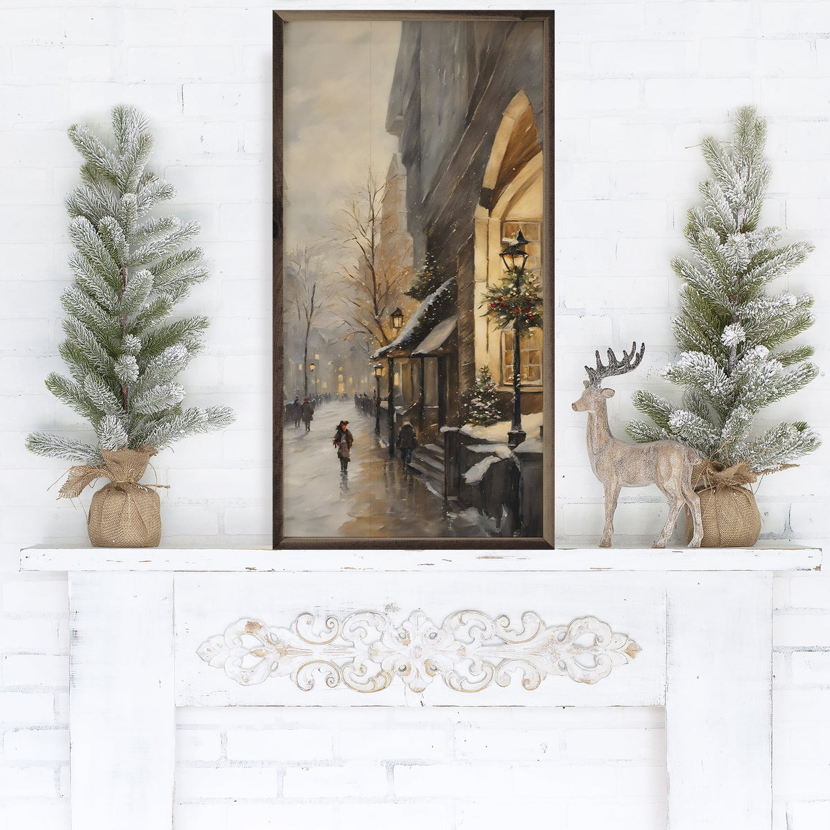 Christmas City Wood Framed Print