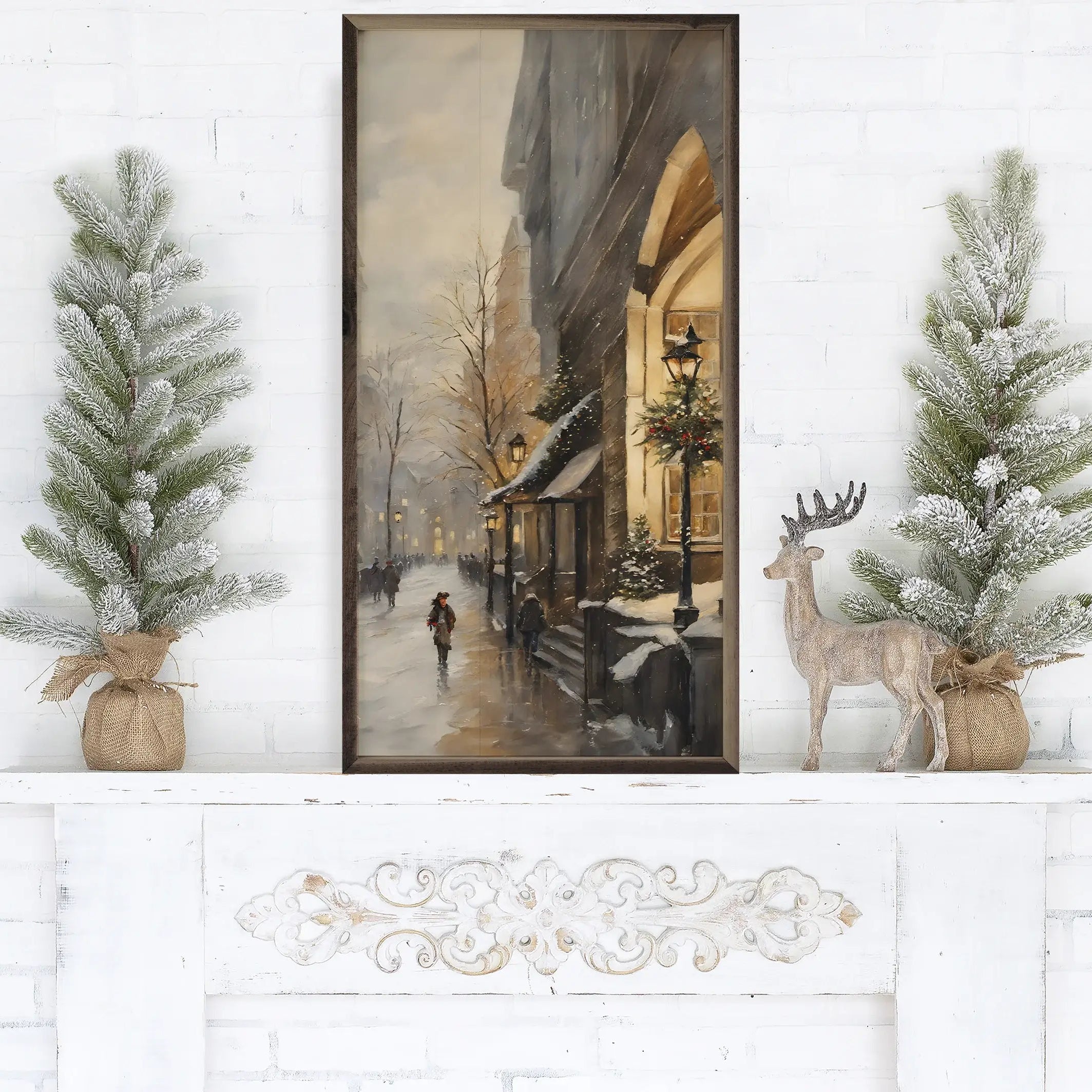 Christmas City Wood Framed Print