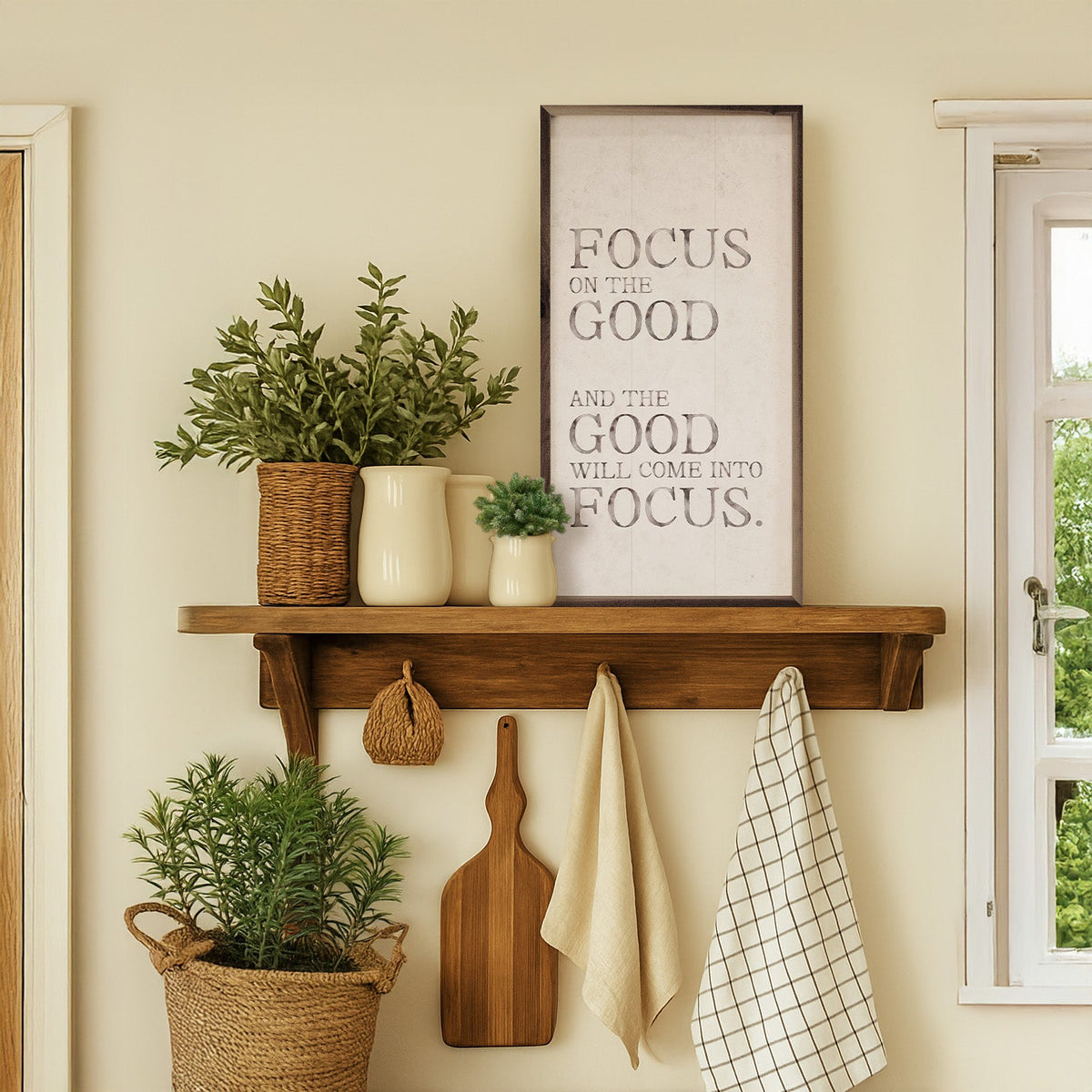 Focus On The Good Wood Framed Print