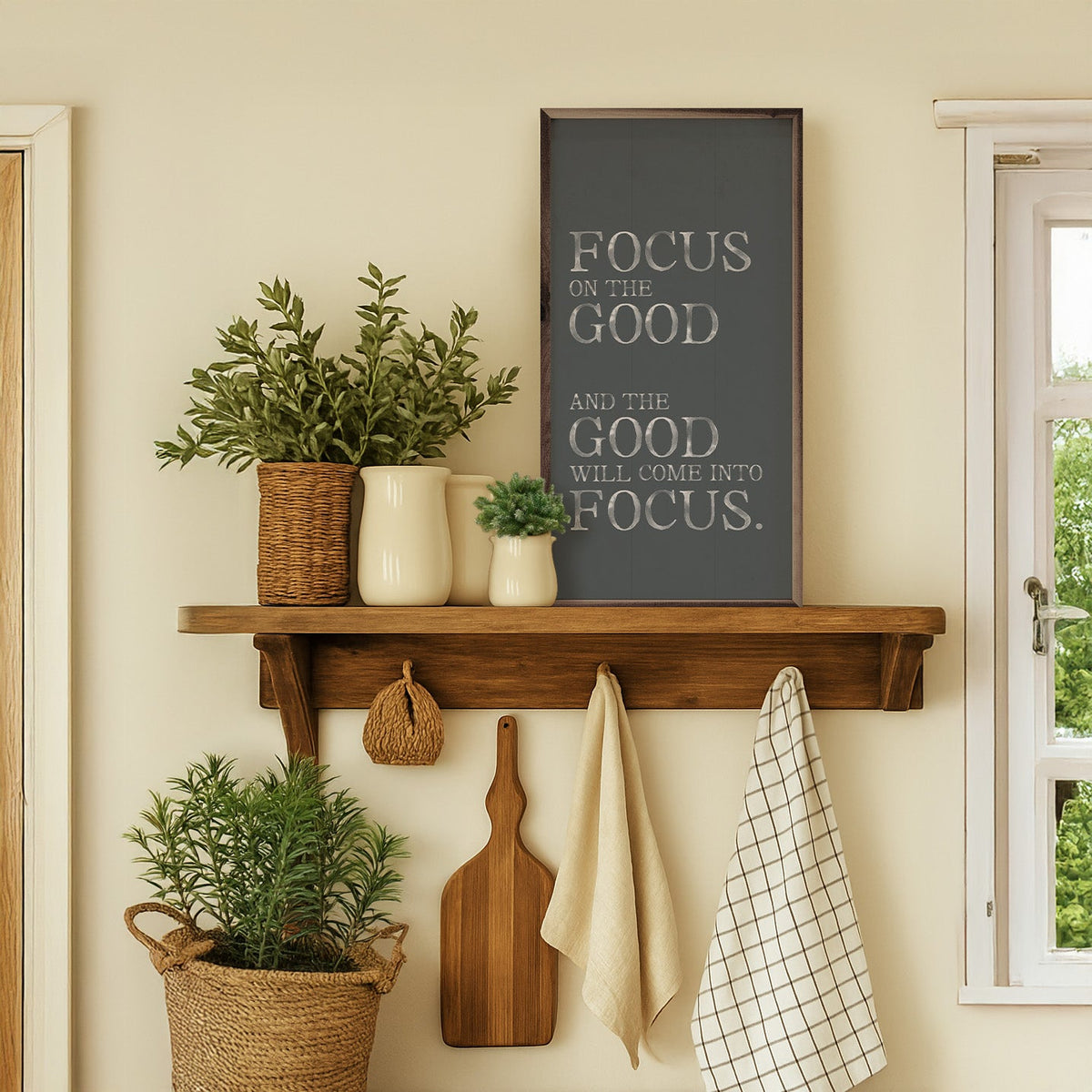 Focus On The Good Wood Framed Print
