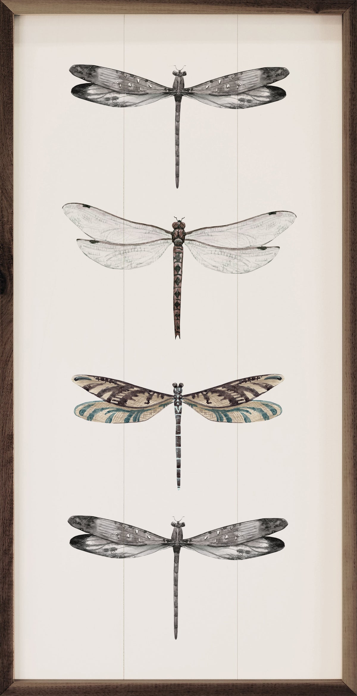 Four Dragonflies Wood Framed Print