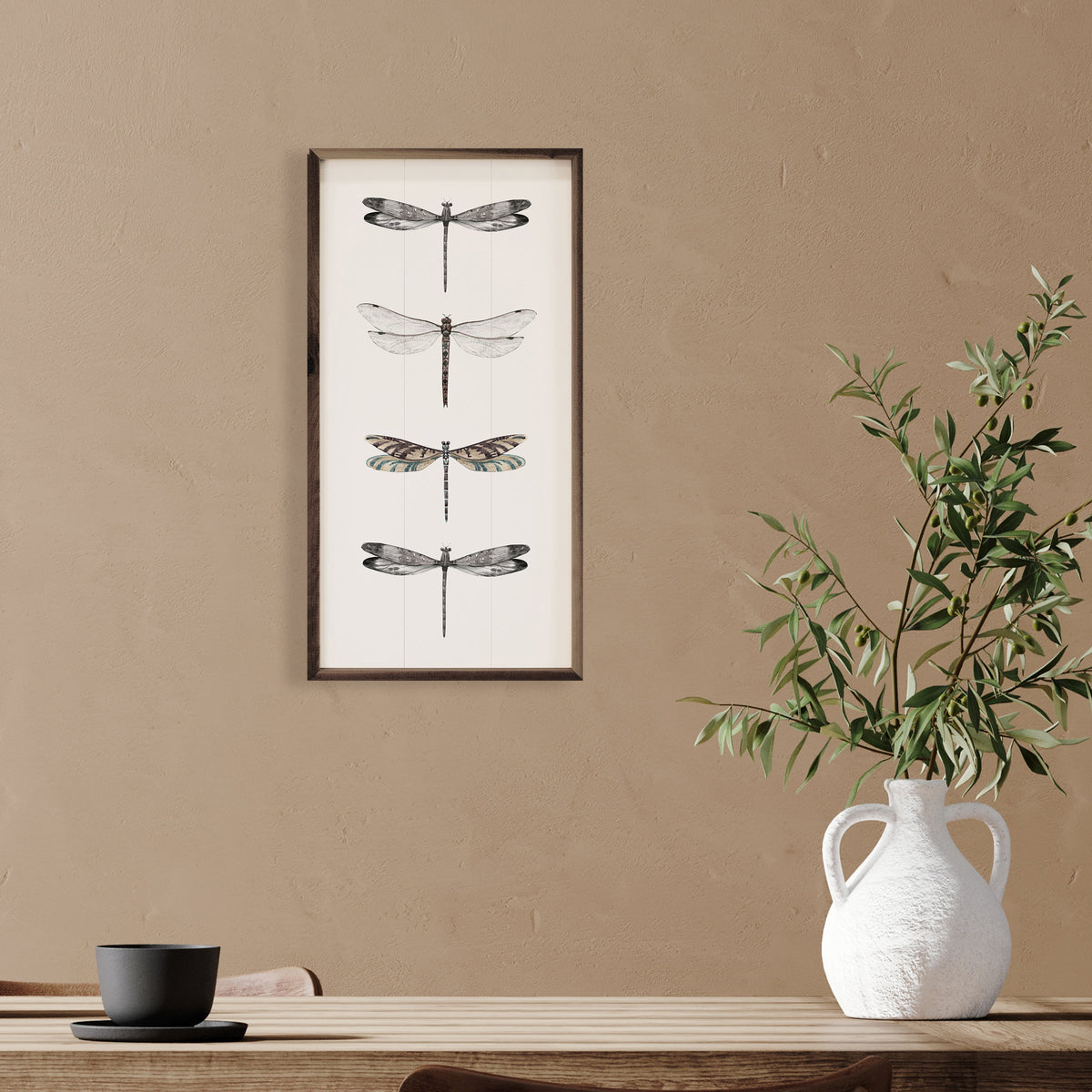 Four Dragonflies Wood Framed Print