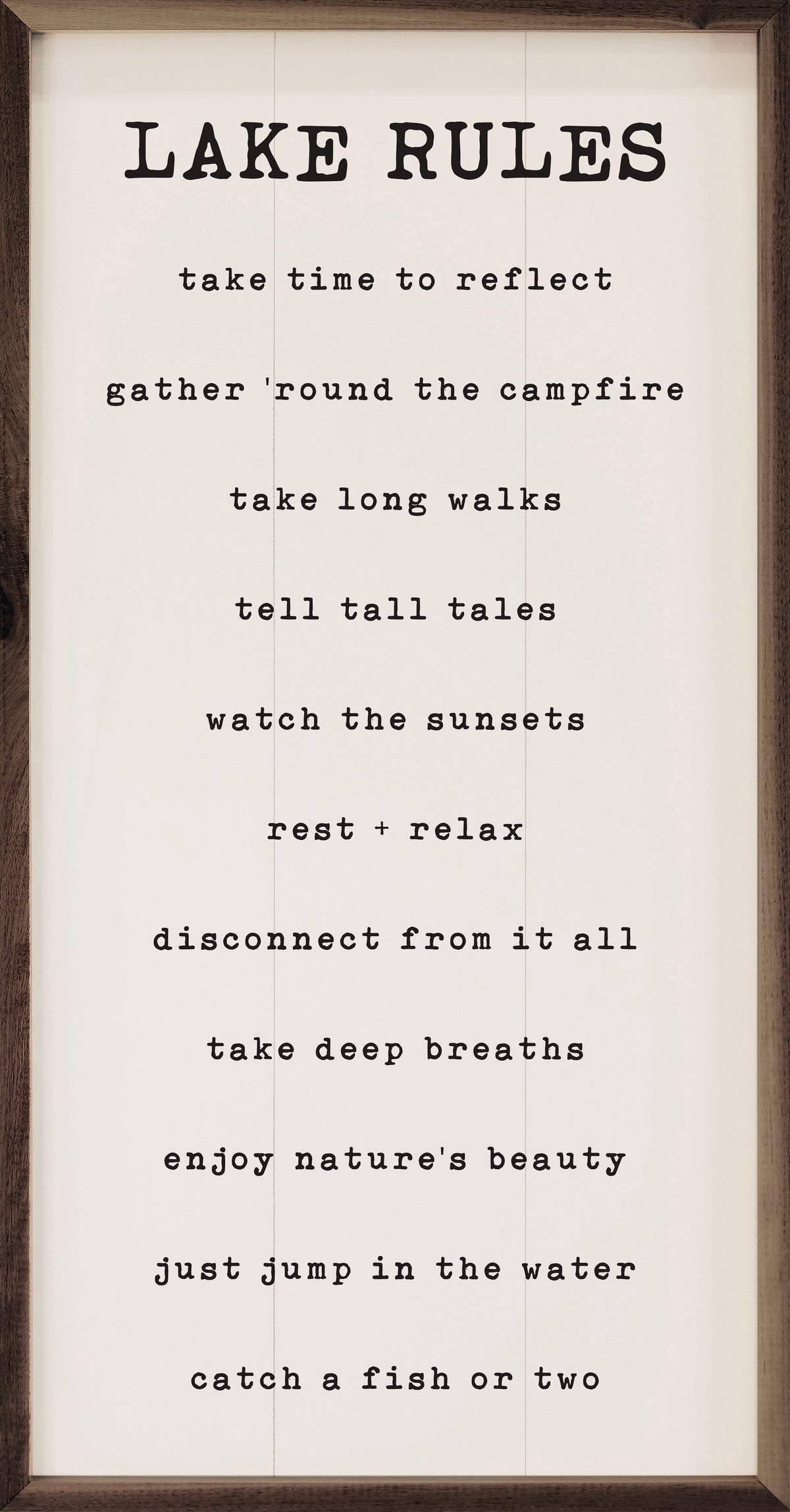 Lake Rules Wood Framed Print