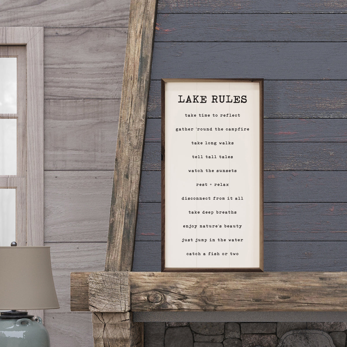 Lake Rules Wood Framed Print