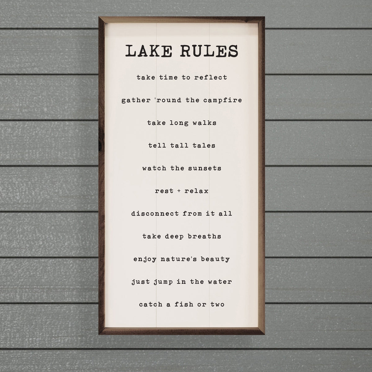 Lake Rules Wood Framed Print