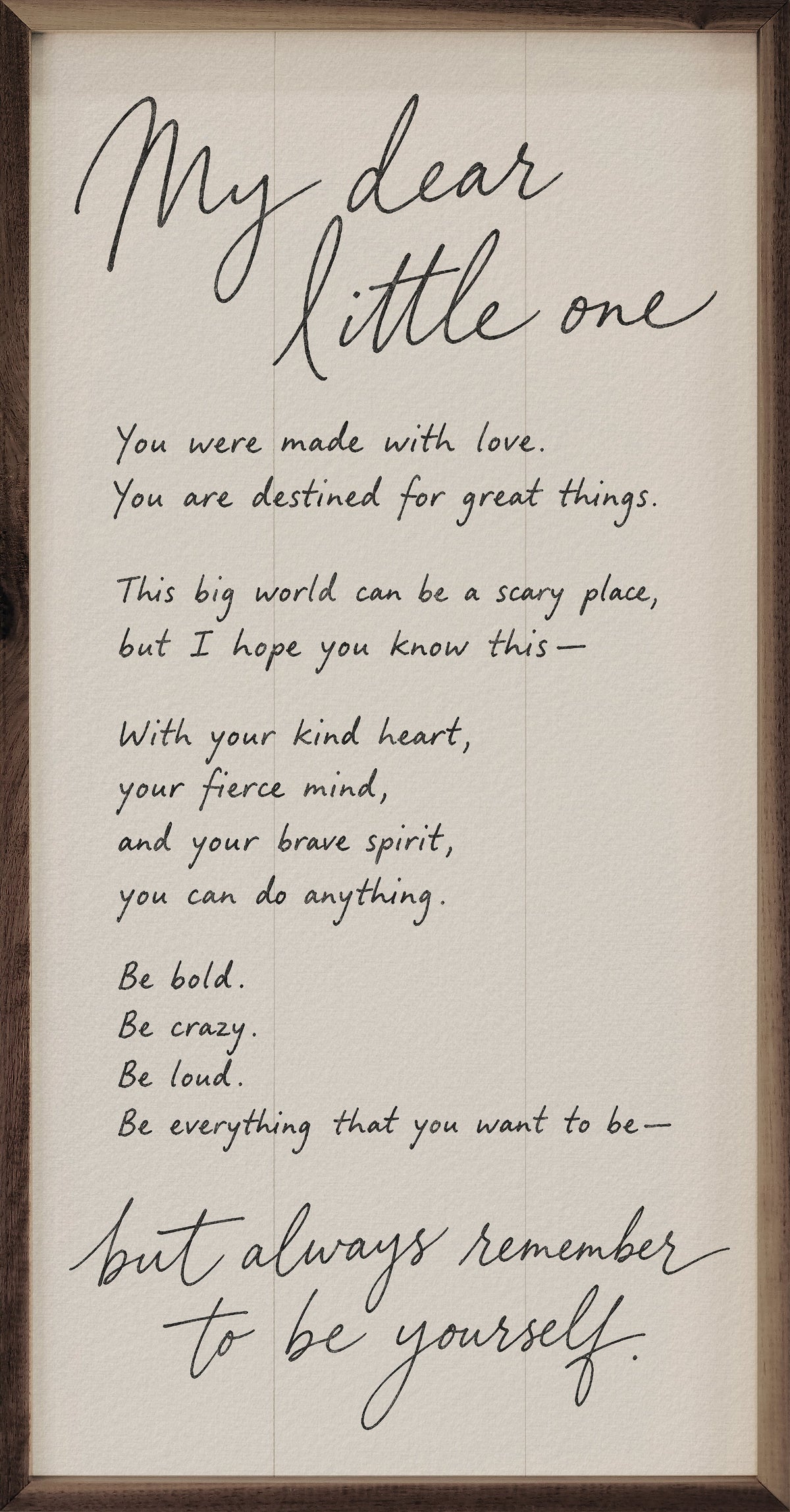 My Dear Little One Narrow Wood Framed Print