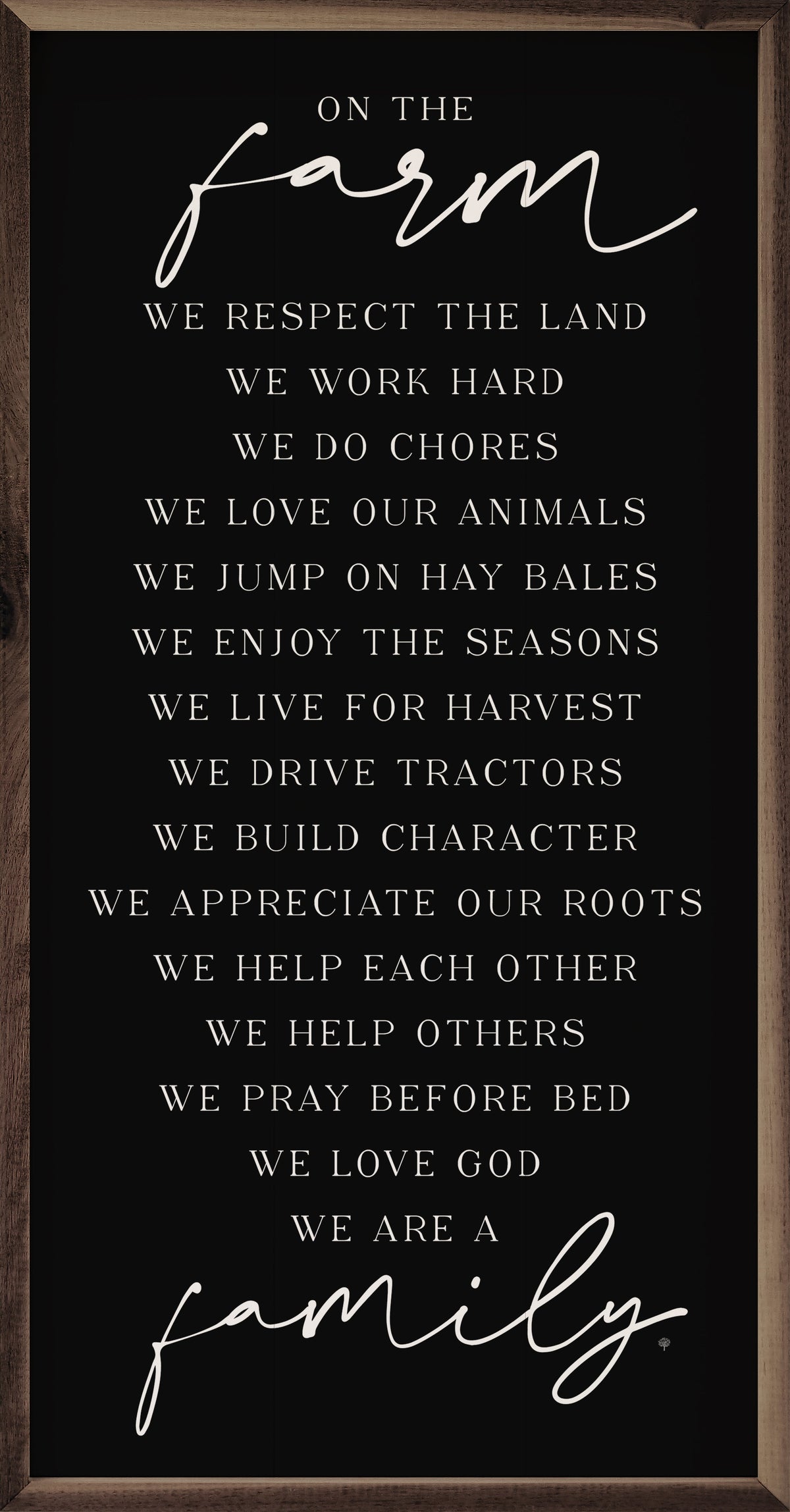 On The Farm We Are Family Wood Framed Print