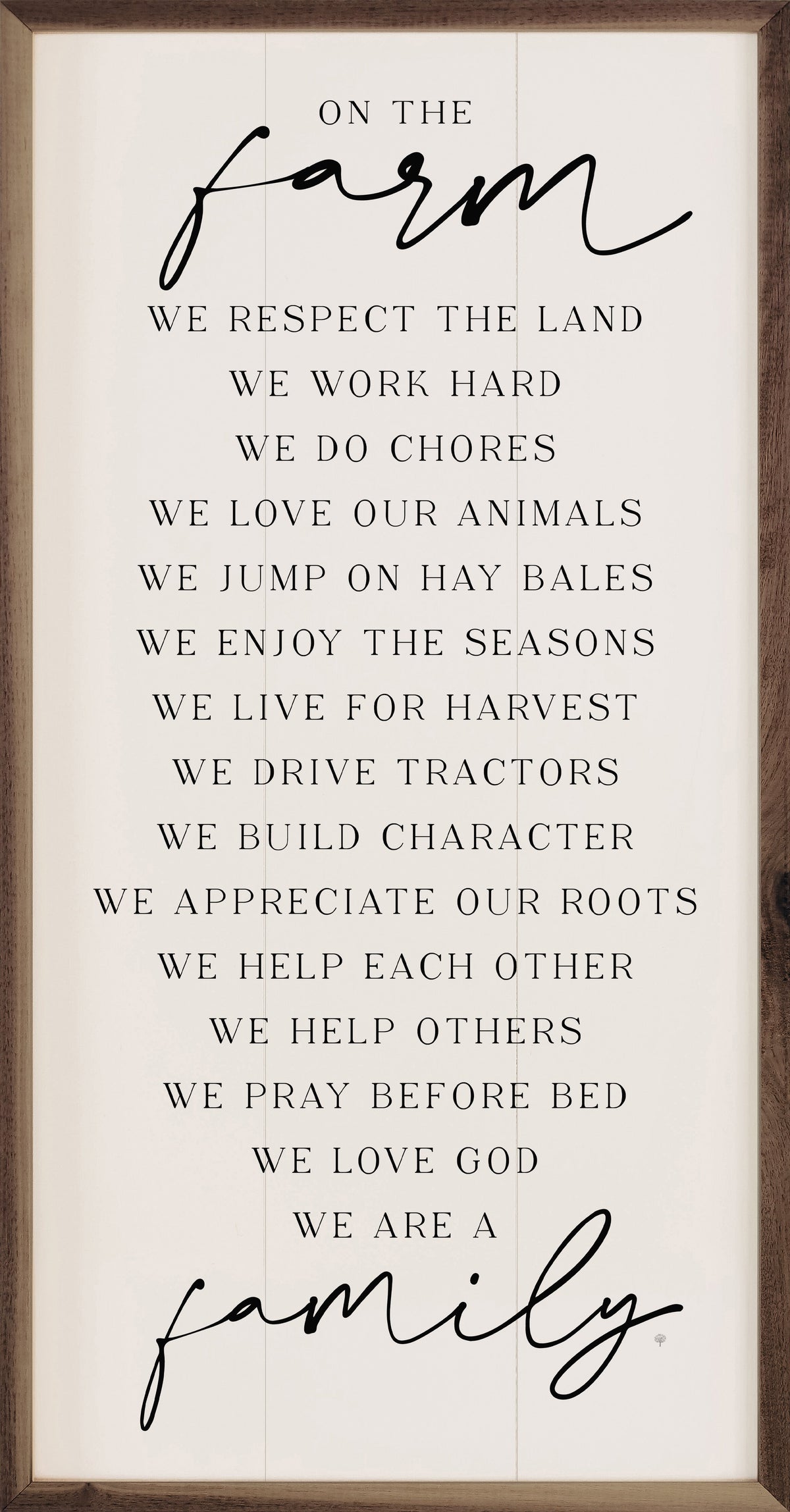 On The Farm We Are Family Wood Framed Print