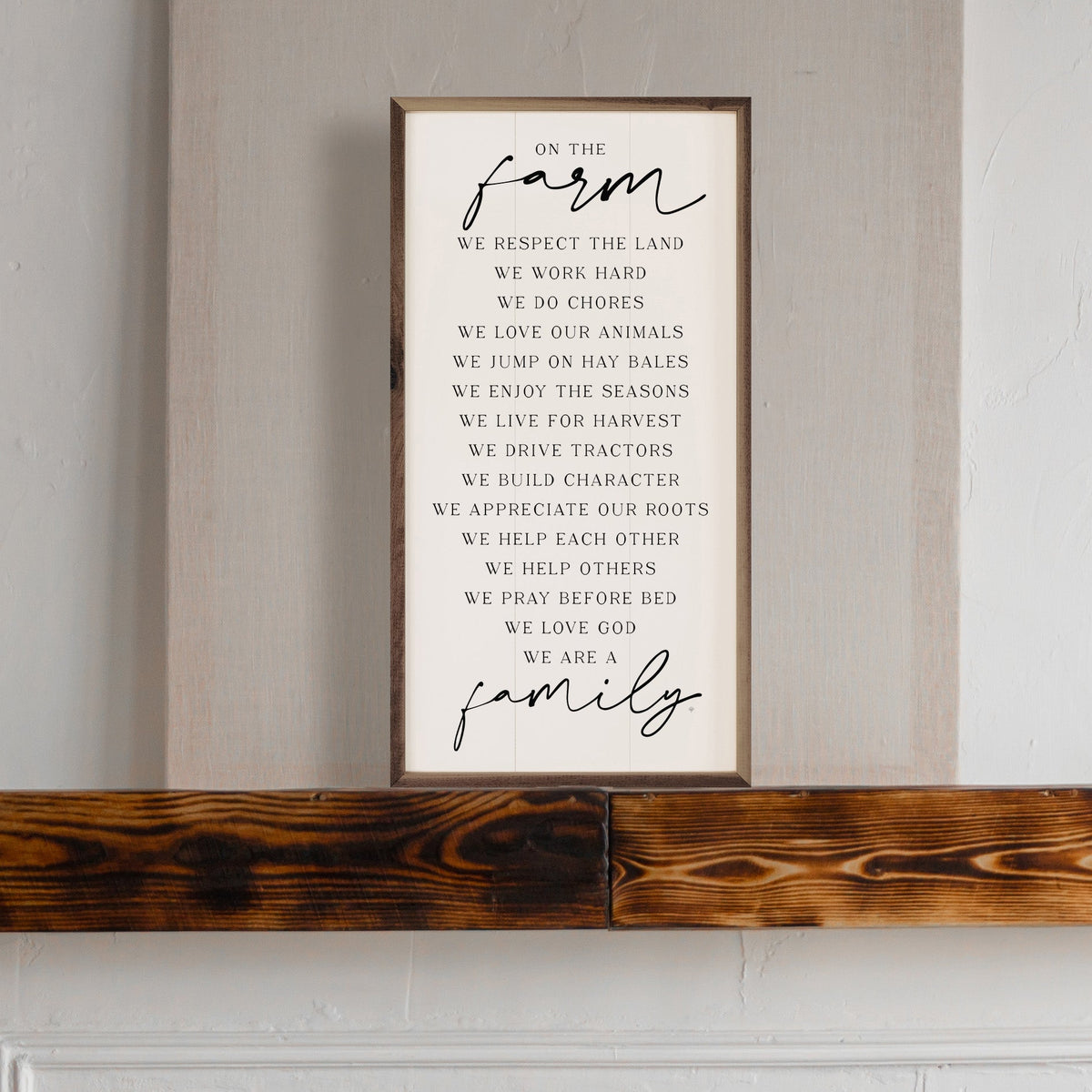 On The Farm We Are Family Wood Framed Print