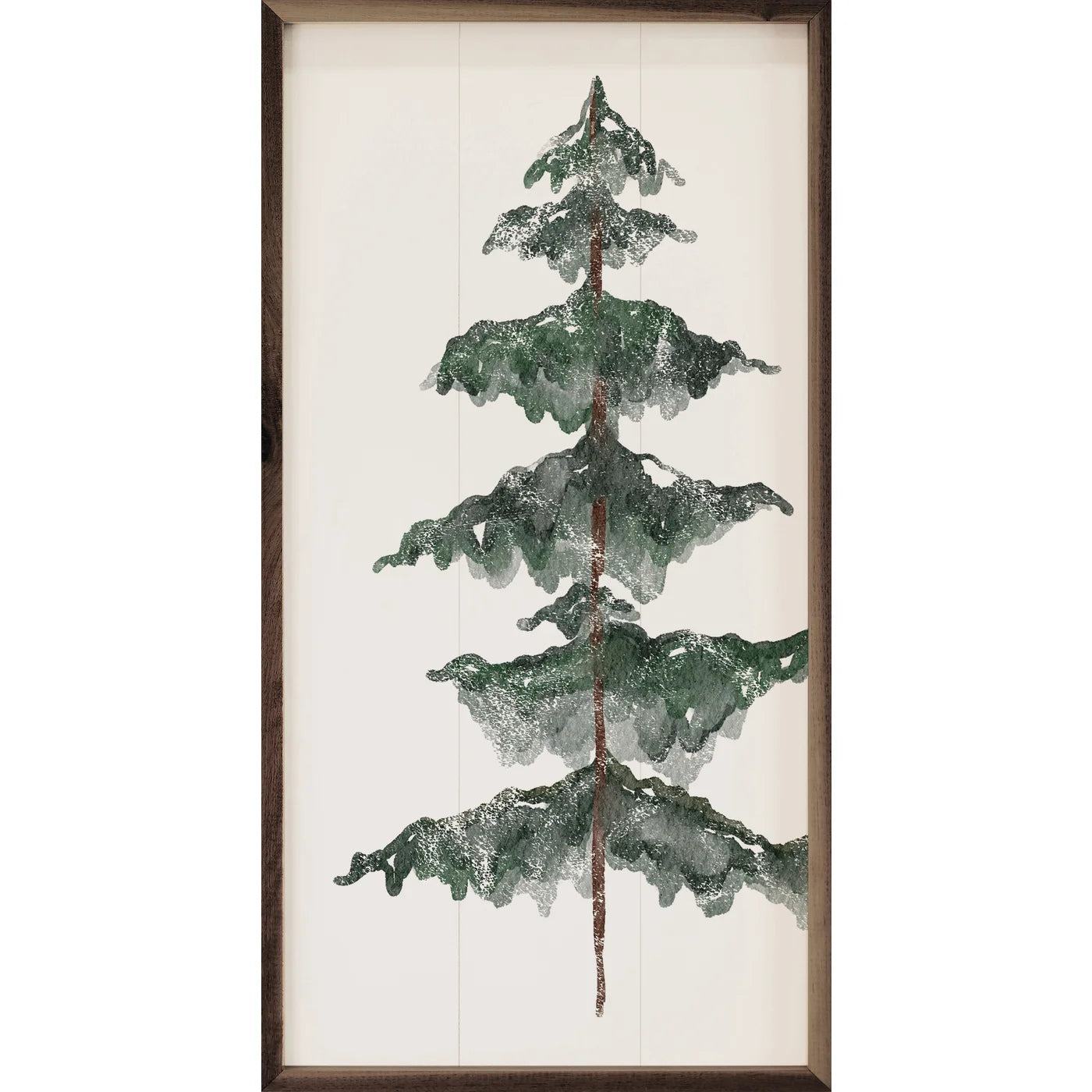 Watercolor Evergreen Tree Wood Framed Print