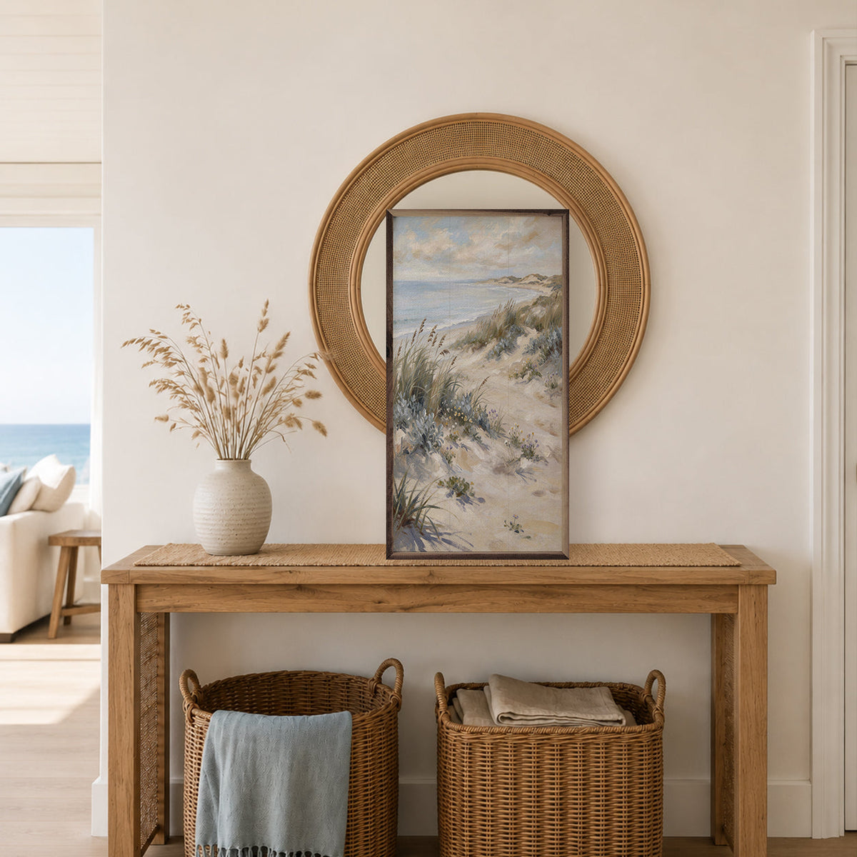 Wind Swept Coastal Dunes Wood Framed Print