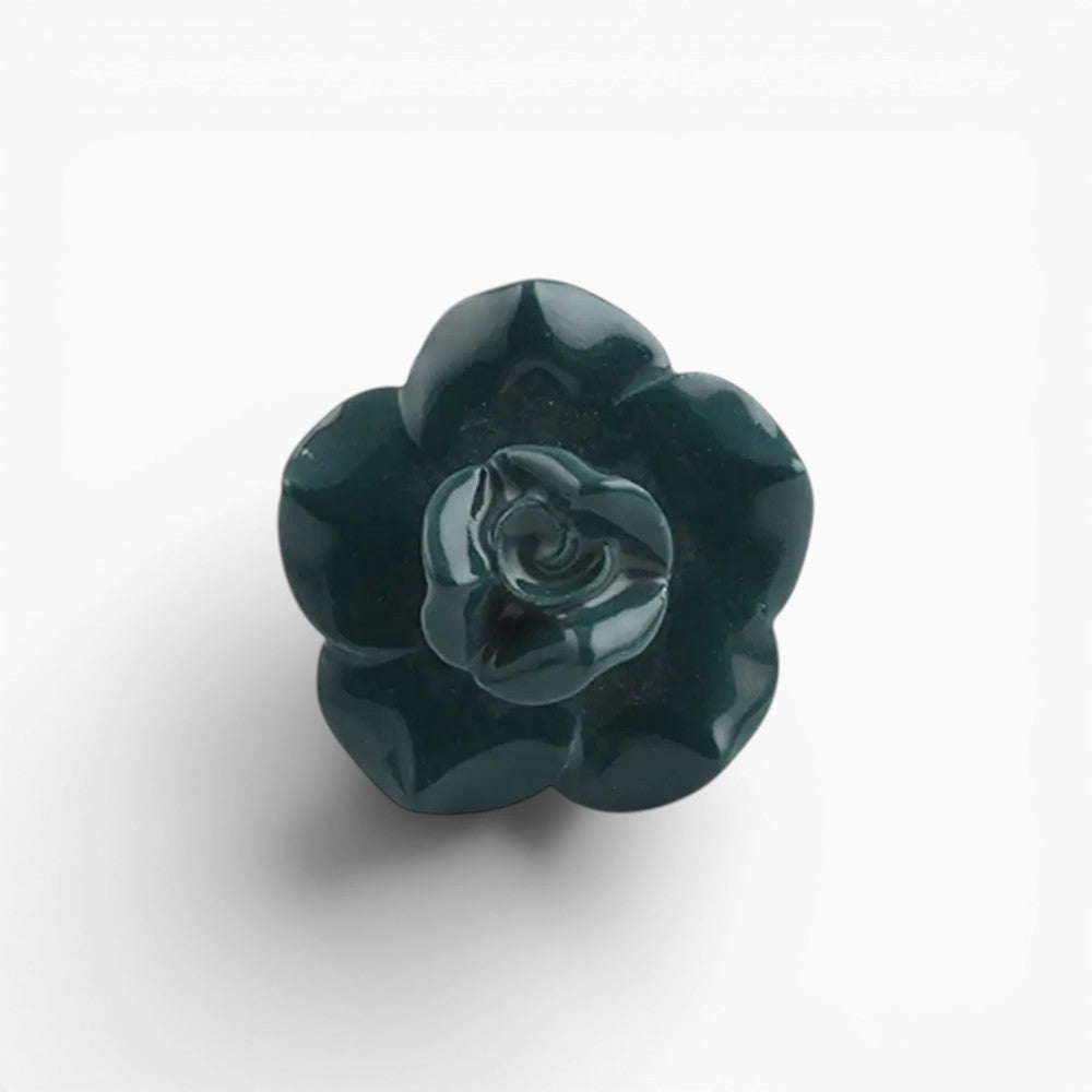 Forest Green Ceramic Rose Knob