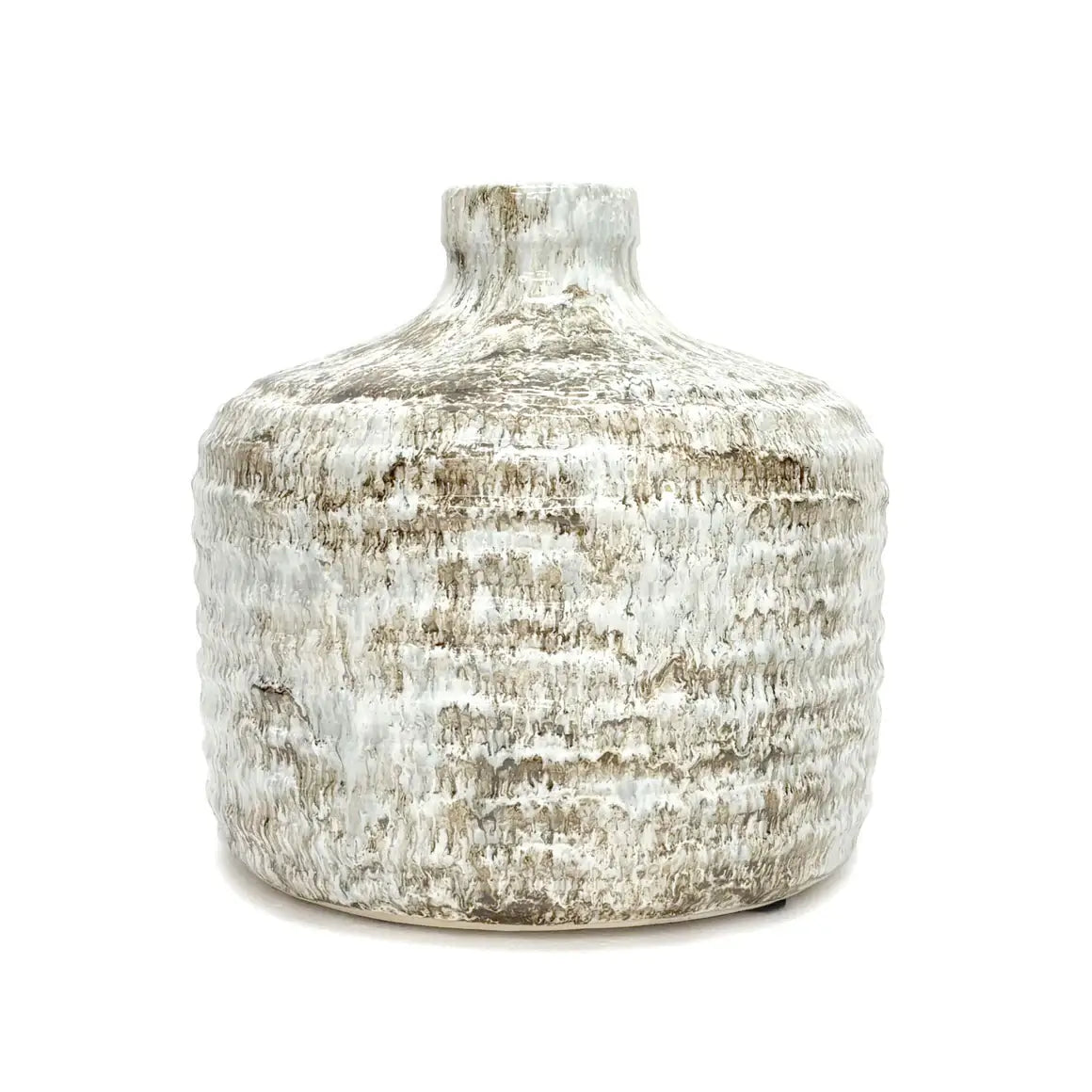 Neutral Drip Glaze Stoneware Bottle Vase