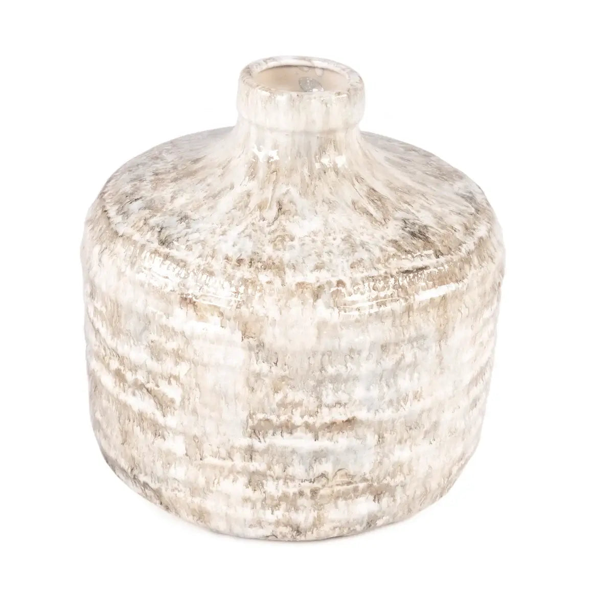 Neutral Drip Glaze Stoneware Bottle Vase