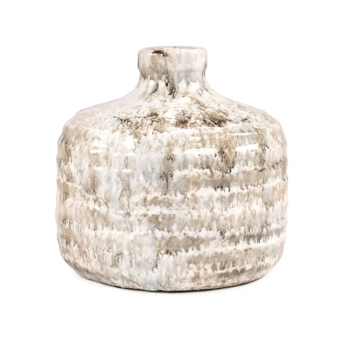 Neutral Drip Glaze Stoneware Bottle Vase