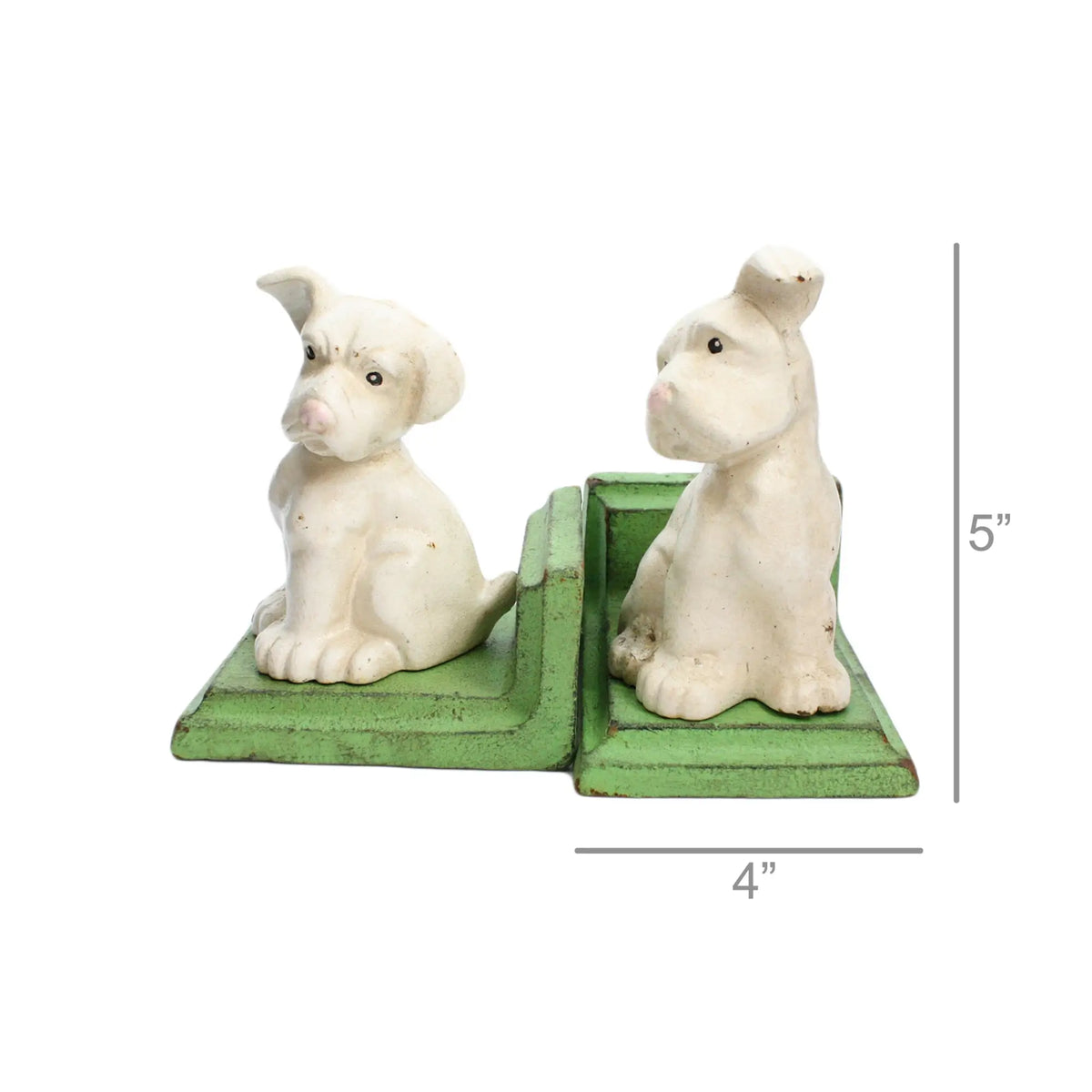 White Puppy Bookends Pair