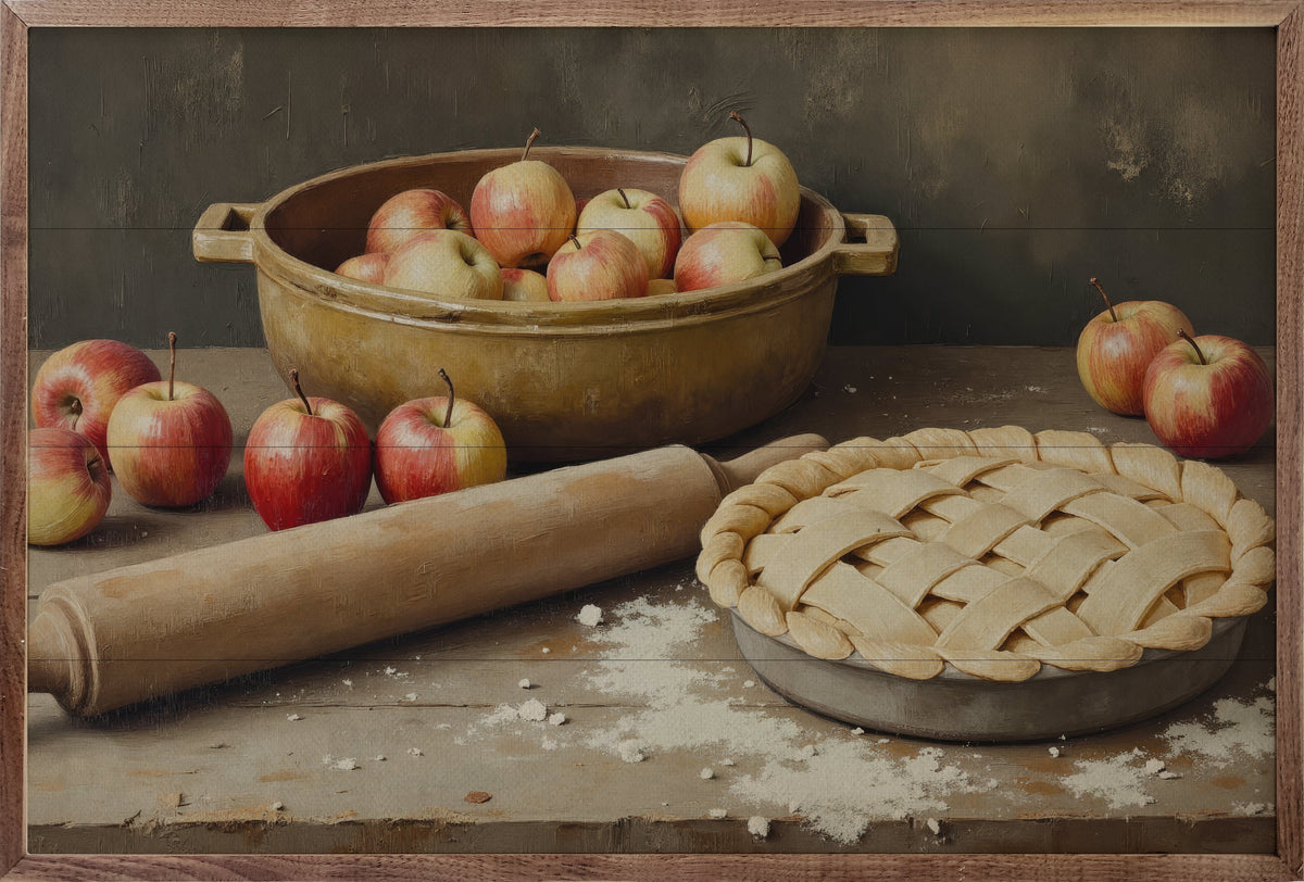 Apple Pie Baking Wood Framed Print