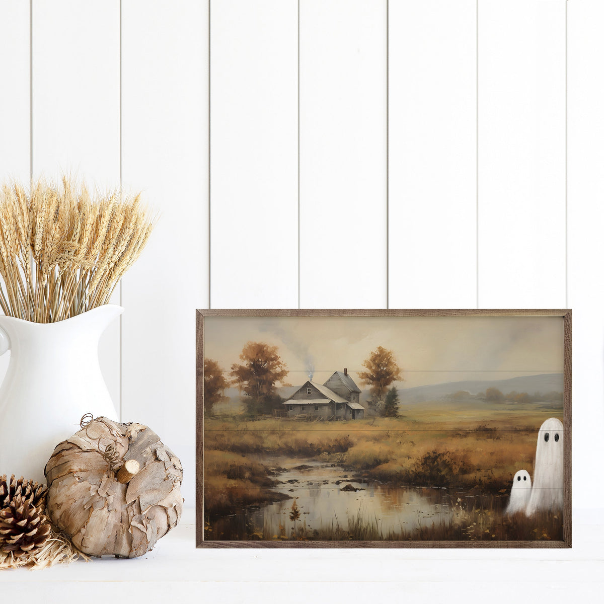 Ghosts In Field By Petals Prints Wood Framed Print