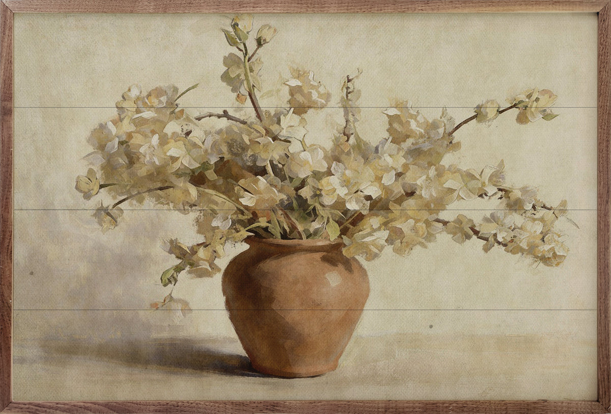 Ivory Pot Arrangement Wood Framed Print