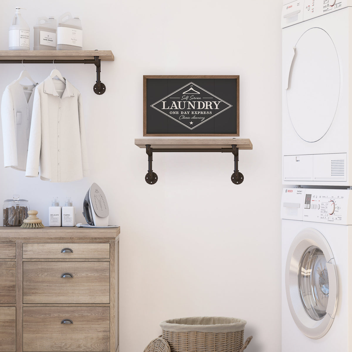 Laundry One Day Express Wood Framed Print