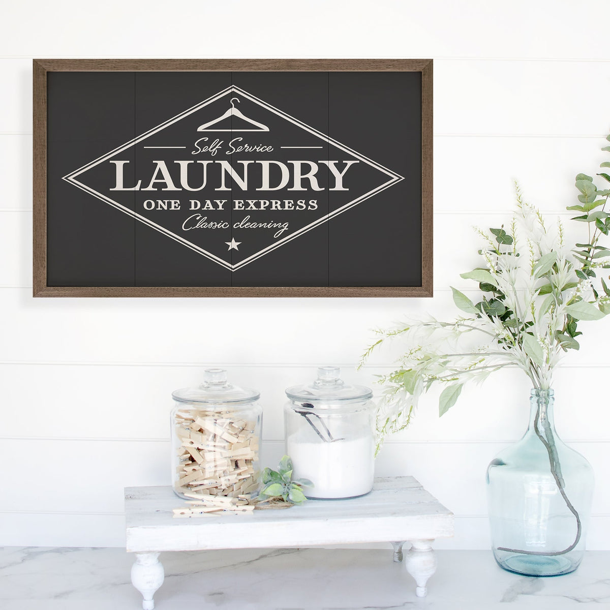 Laundry One Day Express Wood Framed Print