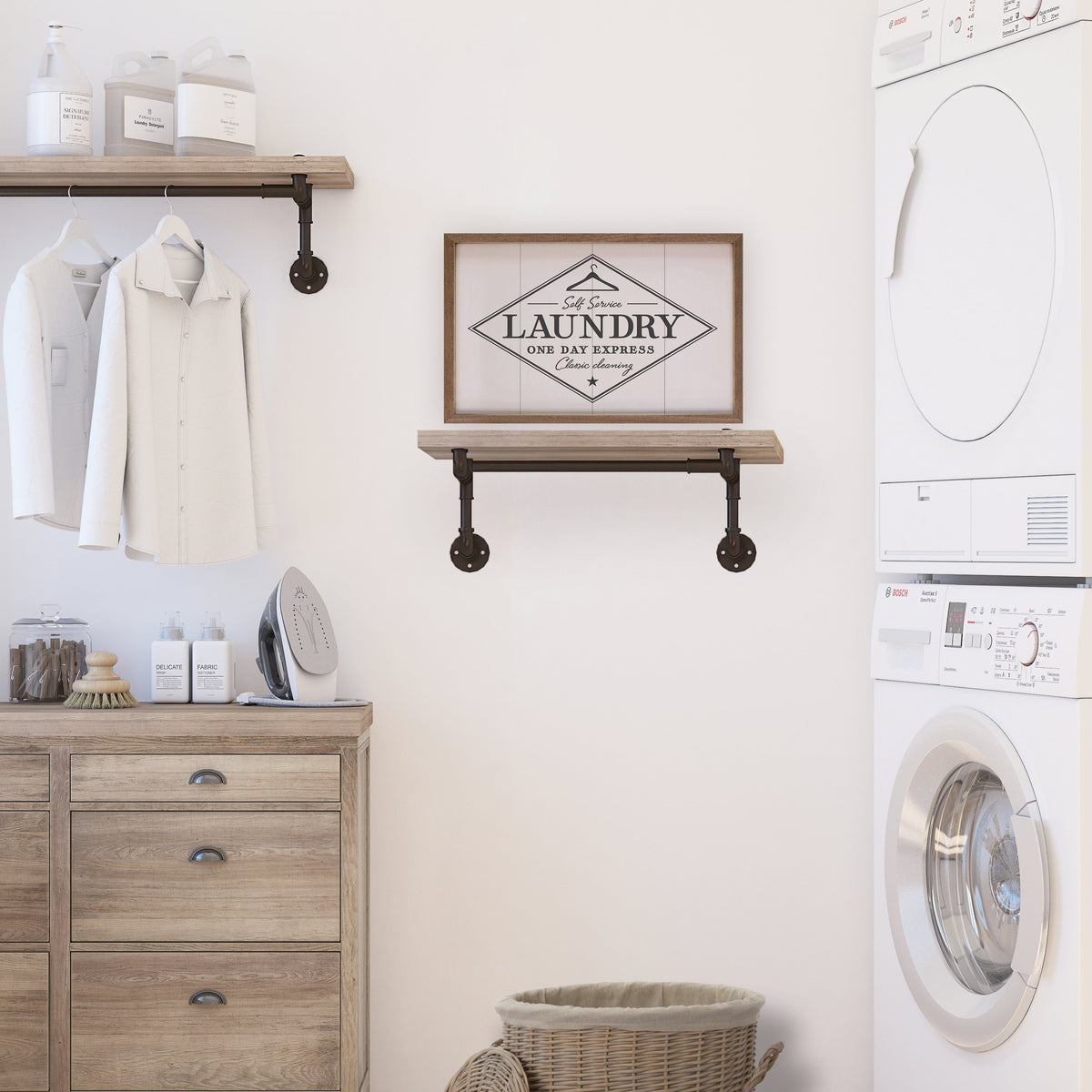 Laundry One Day Express Wood Framed Print