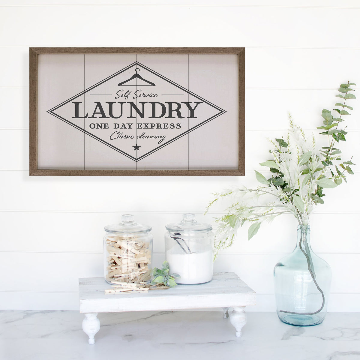 Laundry One Day Express Wood Framed Print