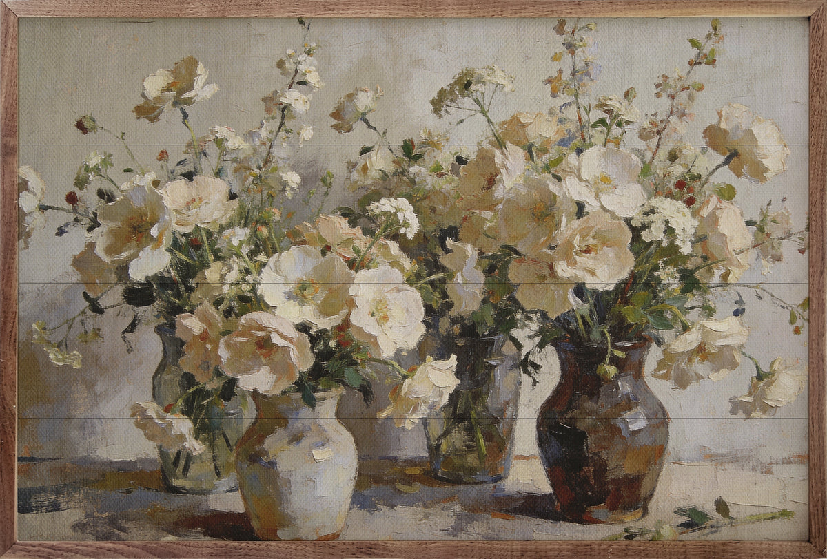 Neutral Vase Collection Wood Framed Print