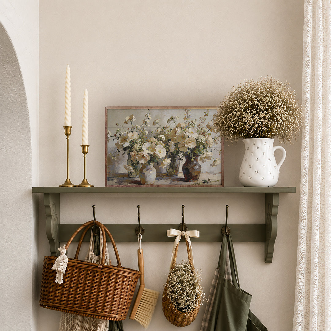 Neutral Vase Collection Wood Framed Print