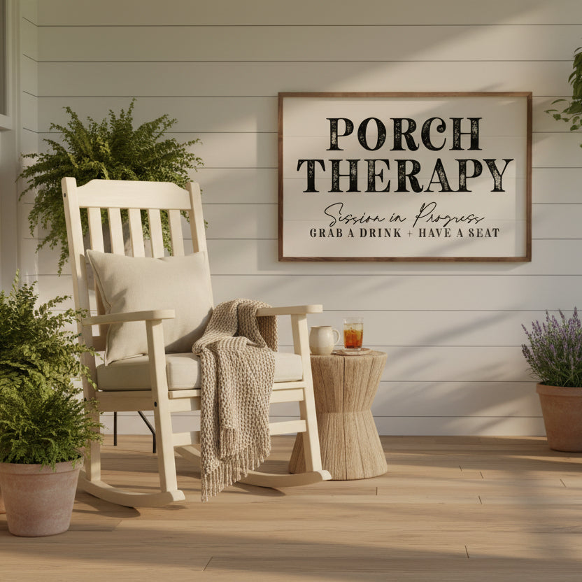 Porch Therapy Session In Progress Wood Framed Print