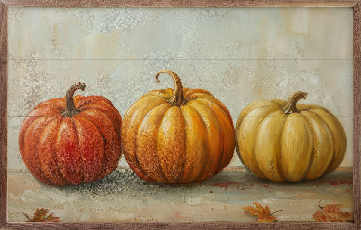 Pumpkin Trio Wood Framed Print