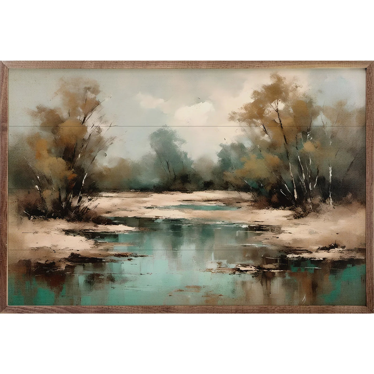 Teal Lake Wood Framed Print A Cottage in the City