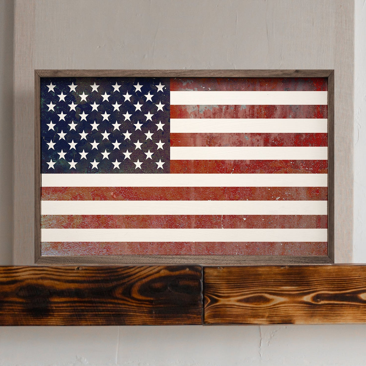 American Flag Wood Framed Print