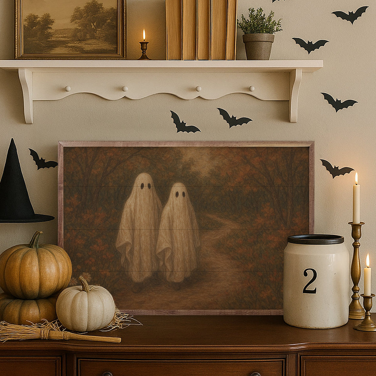 Vintage Ghost Couple Wood Framed Print