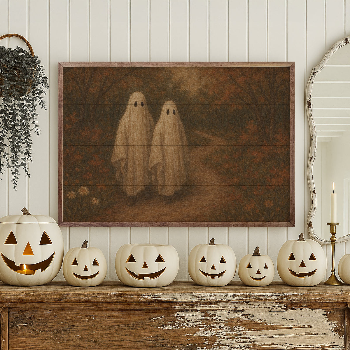 Vintage Ghost Couple Wood Framed Print