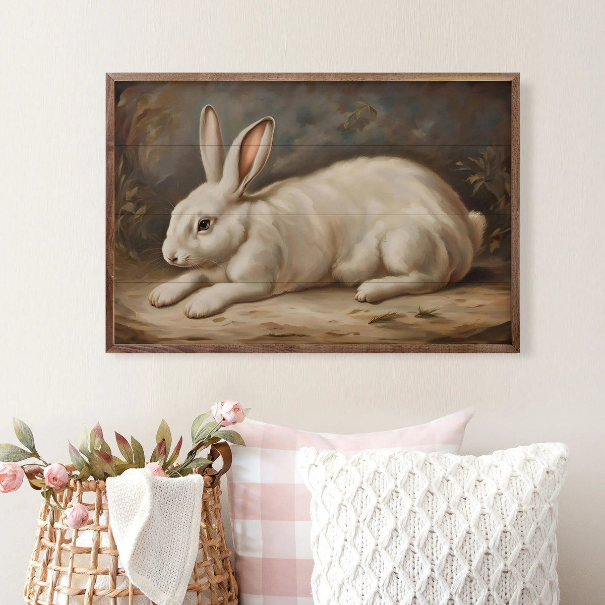 Rustic Print Rabbit Vintage Rabbit Wood Framed Print | A Cottage in the City