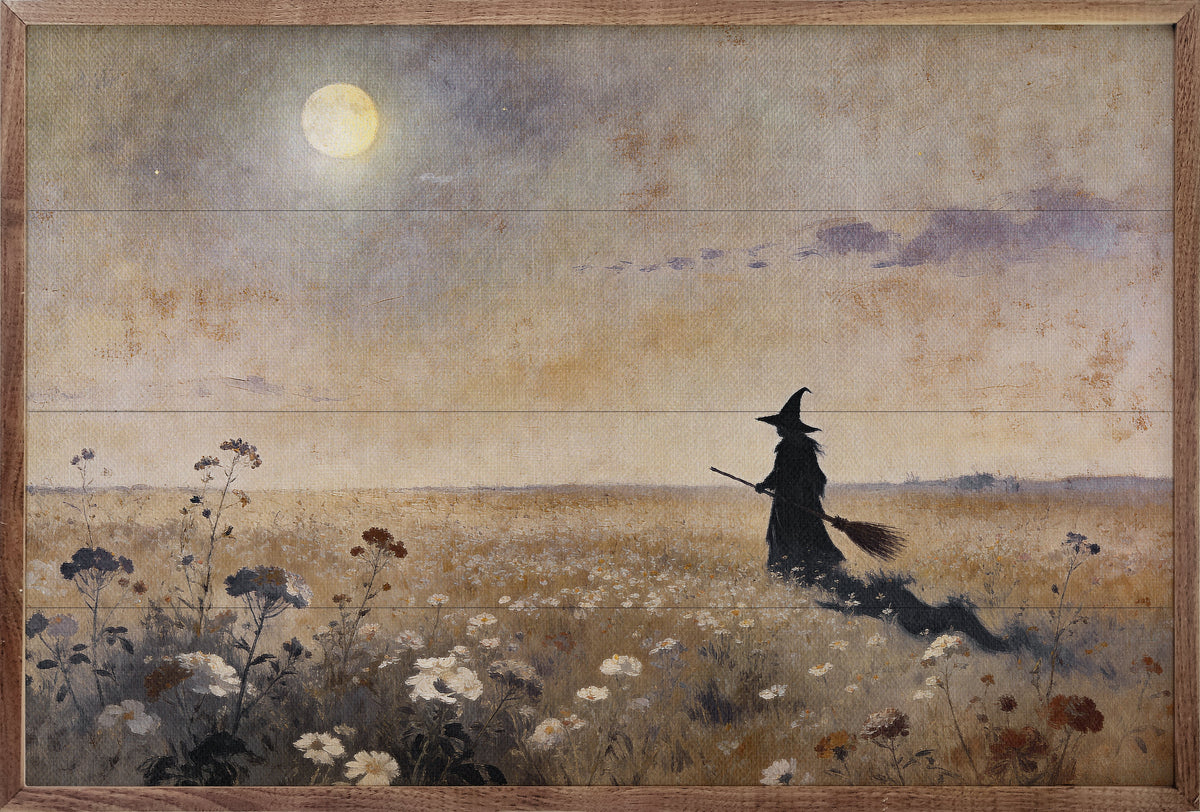 Witch In The Pasture Wood Framed Print