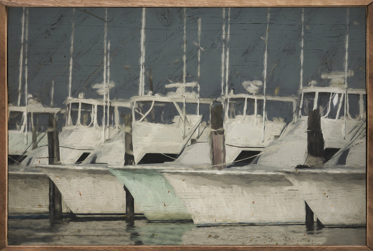 Coastal Fishing Boats Wood Framed Print