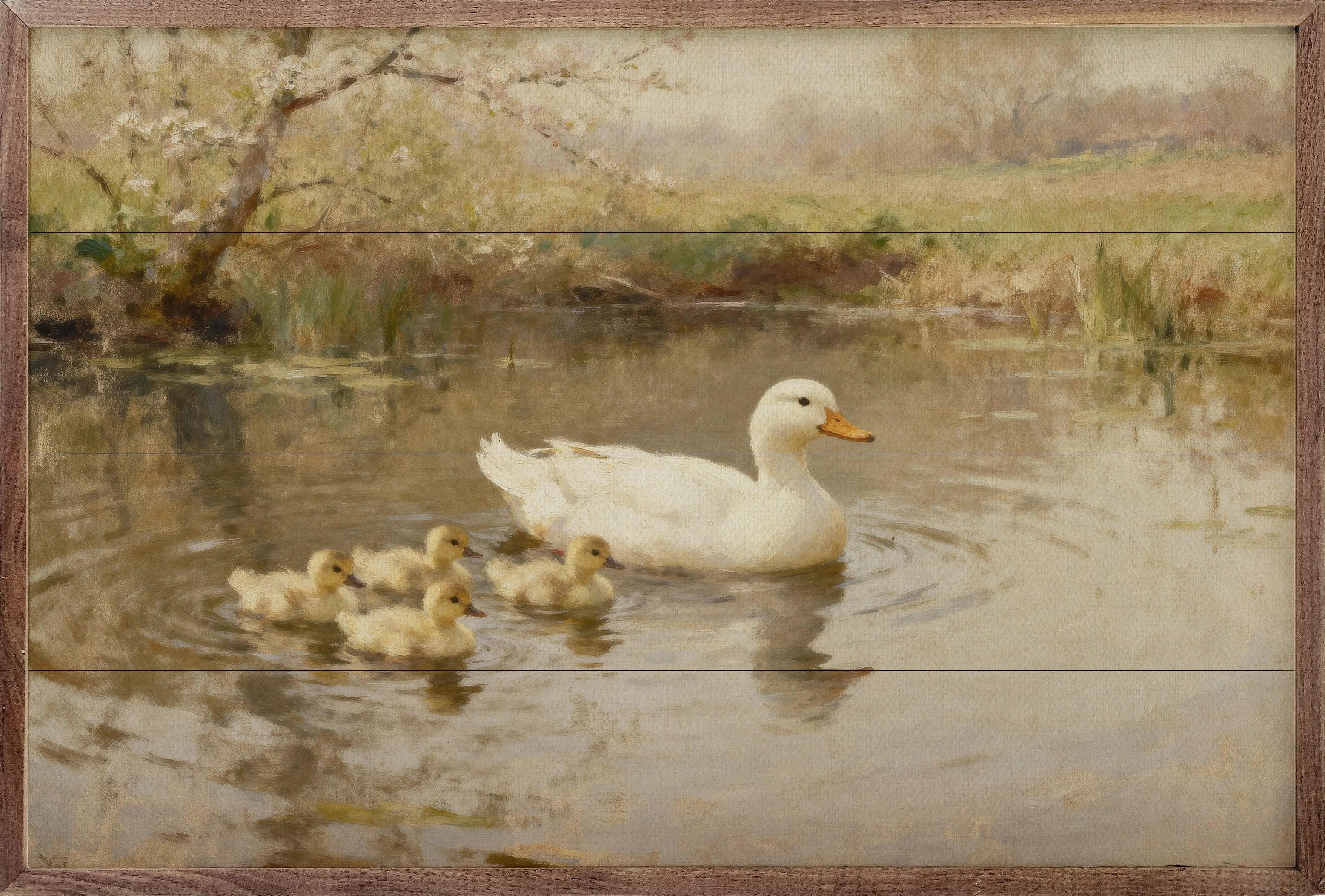 Ducklings Family Wood Framed Print