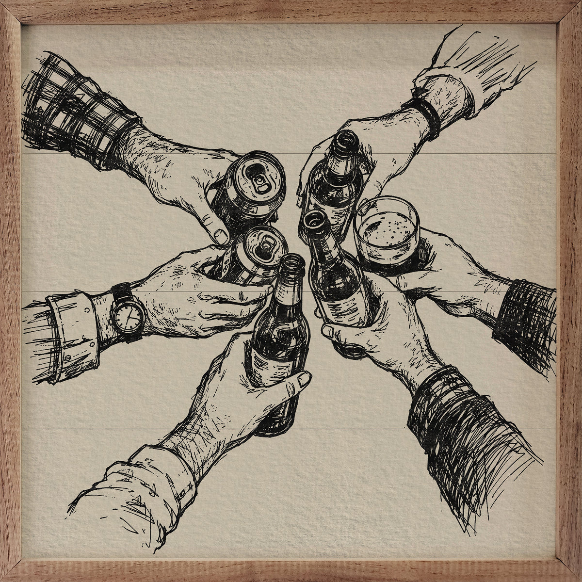 A Toast Among Friends Wood Framed Print